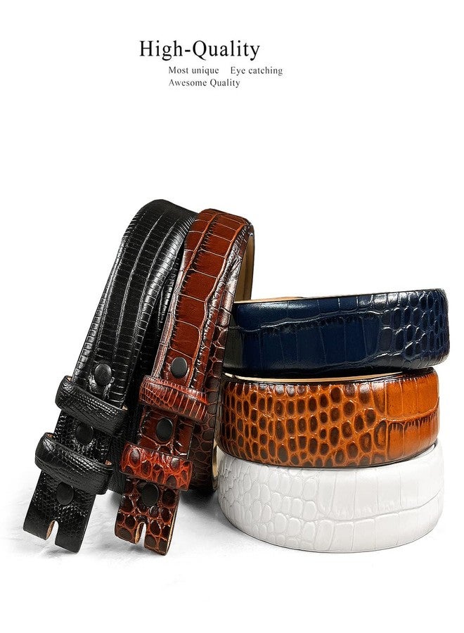 Belts.com 24/29 Genuine Full-Grain Cowhide Leather Dress Belt Strap with Snaps, Fits 1"(25mm) Wdie Buckle (Alligator Brown, 32) - Image 5