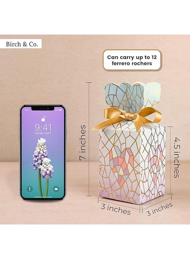 Birch & Co. صندوق تغليف هدايا من بيرش وشركاه - صندوق للهدايا - صناديق ورقية للهدايا في حفلات استقبال المواليد - صندوق ورقي متعدد الاستخدامات لحفلات الزفاف - عبوة من 48 مع شرائط ذهبية - Image 4
