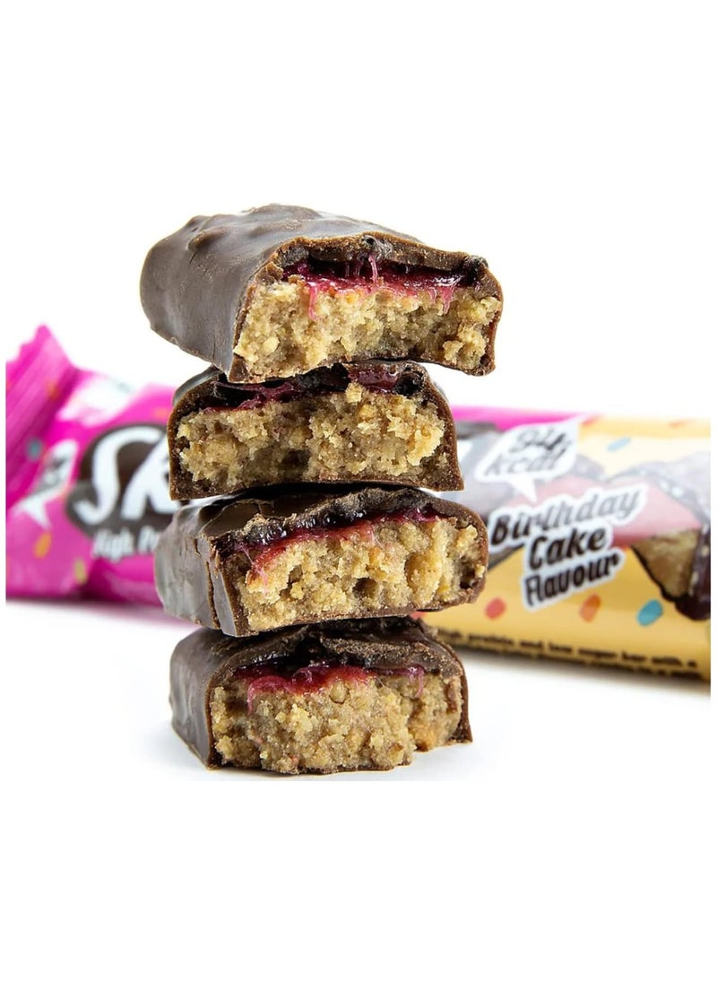 The Skinny Food Co. - The Skinny Food Co 14 gm High Protein bar,Vegetarian & Vegan Friendly, Gluten Free & Coeliac Friendly Low Sugar protein chocolate Bar pack of 12 x 60 gm (BIRTHDAY CAKE) - Image 1