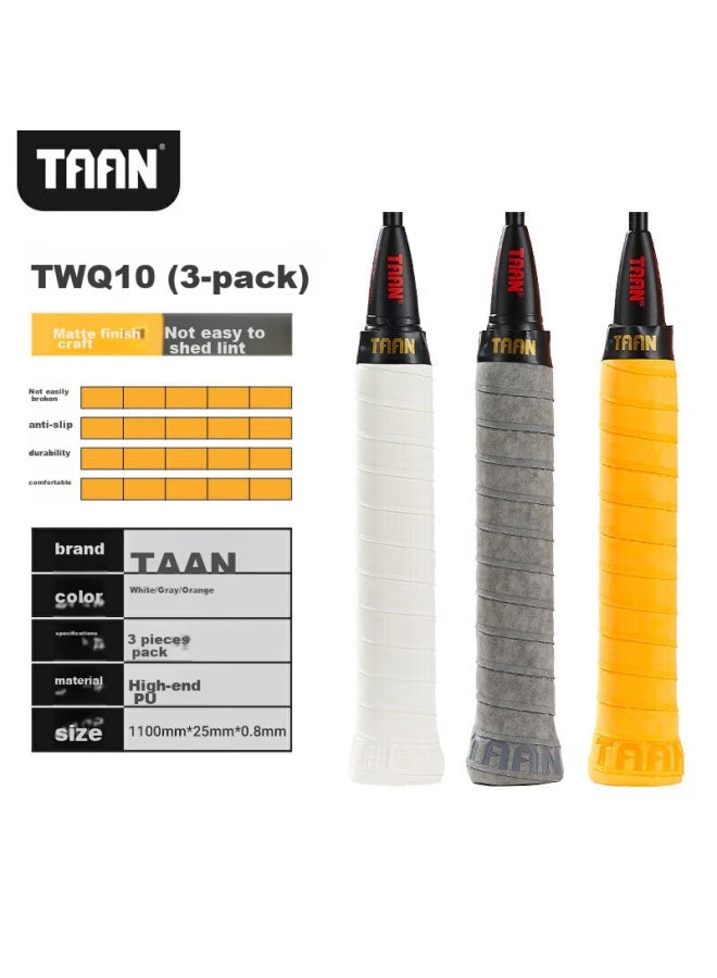 Taan Badminton Racket Grip Tape, Matte Anti-slip Sweat-absorbing Handle Tape, Q10, Three-pack - Image 3