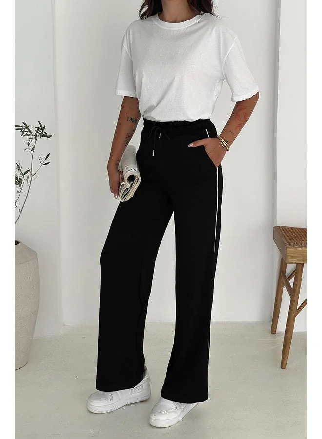 Noa Noa Women’s Elastic Waist Drawstring Wide-Leg Pants – Comfortable & Minimal Style