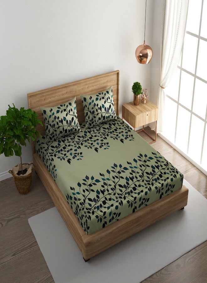 RISHAHOME 3-Piece 180 TC Cotton Bedsheet Set Single Size – Premium Printed Collection with 2 Pillow Cases - Image 1