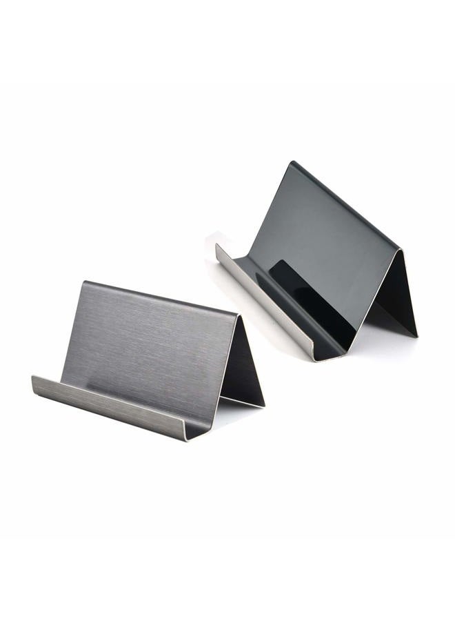 Enyuwlcm Metal Business Card Holder for Desk Business Card Display for Office Tabletop Counter Organizer (Black, 2 Packs) - Image 1
