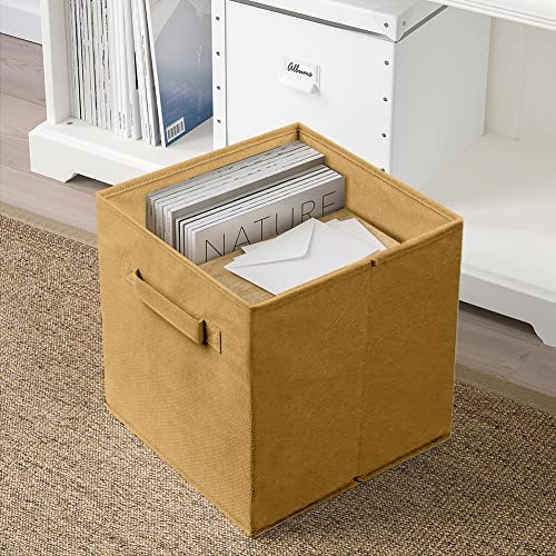 PowerKing Collapsible Storage Cubes with Handles, Fabric Foldable Bins for Closet Shelves, Durable Organization Storage Bins, 10.5'' x 11'' x 10.5'' (Khaki, 6Pack) - Image 2
