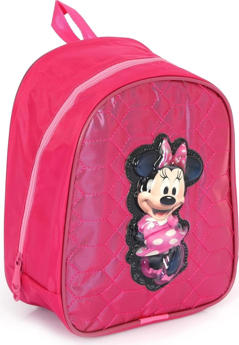 ماشو تريند Pink Shiny Stitched Minnie Mouse Printed Kindergarten Bag + Water Bottle - Nursery Bag
