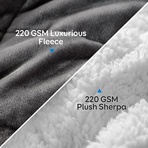 Cottonblue Sherpa Fleece Weighted Blanket 15 Pounds Queen Size 60” x 80 Heavy Weighted Blankets for Adults Perfect for 150-210 lbs, Soft Cozy Fuzzy Blankets 60x80 inches, Idea Gifts, Gray - Image 2