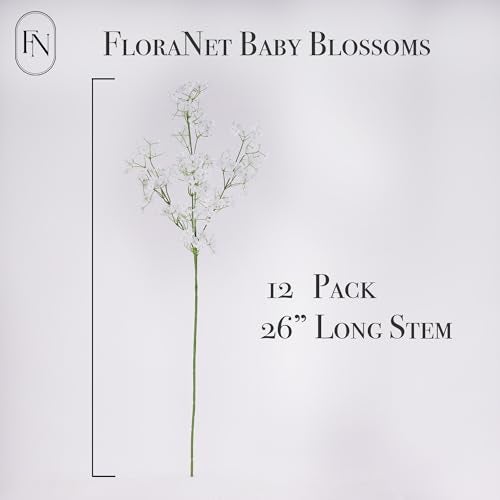 FLORANET Artificial Baby's Breath (12 Pack) - 26" Real Touch Silk Stems for Wedding Bouquets, Centerpieces, Home Decor - Hyper-Realistic Faux Flowers for DIY, Vase Arrangements & Bridal Events - Image 2