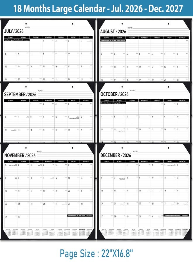 Feteulo 2026-2027 Desk Calendar - JUL. 2026 - DEC. 2027, 22" x 17", Large Desk Calendar 2026-2027, 18 Monthly Large Desk/Wall Calendars 2-in-1, Corner Protector, Desk Pad, Large Ruled Blocks - Image 5
