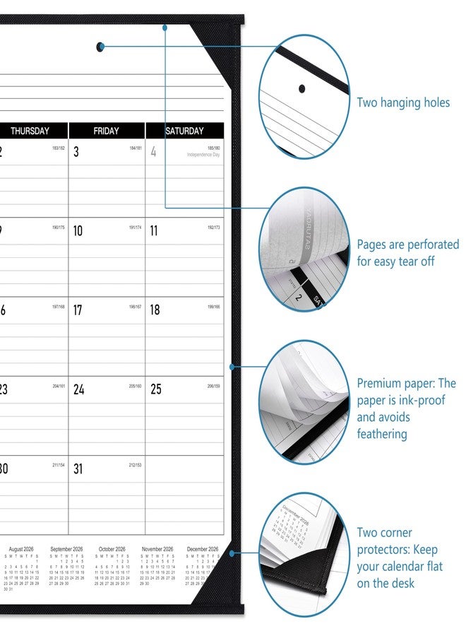 Feteulo 2026-2027 Desk Calendar - JUL. 2026 - DEC. 2027, 22" x 17", Large Desk Calendar 2026-2027, 18 Monthly Large Desk/Wall Calendars 2-in-1, Corner Protector, Desk Pad, Large Ruled Blocks - Image 4