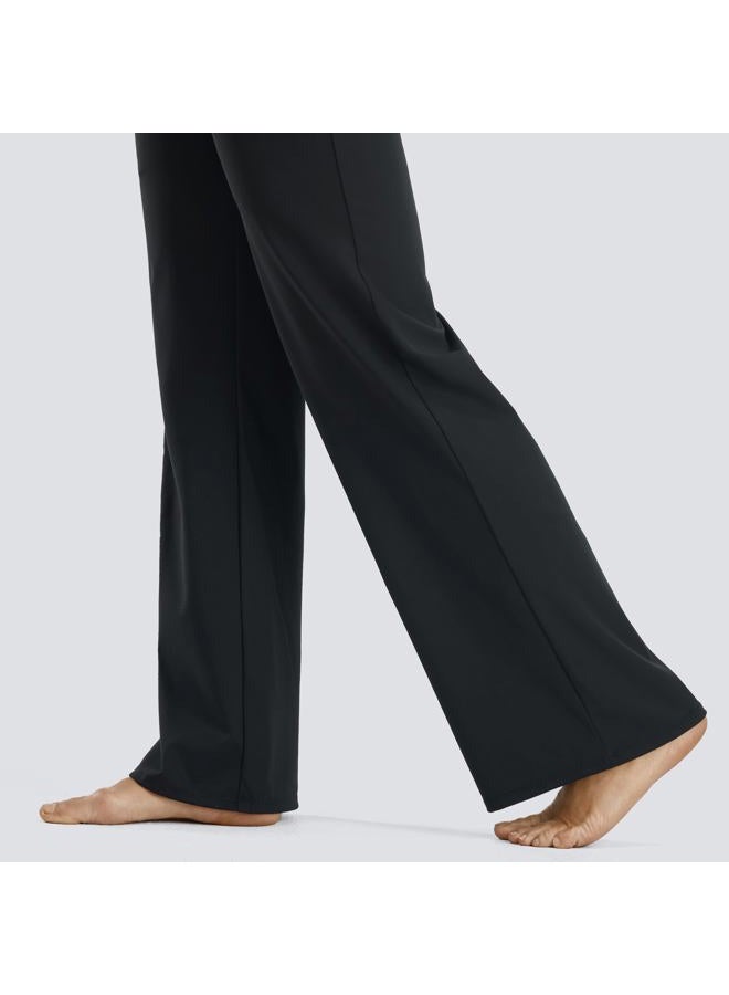 JOYSPELS Maternity Pants Over The Belly Work Yoga Lounge Pregnancy Pants with Zippered Pockets, Black, M - Image 4