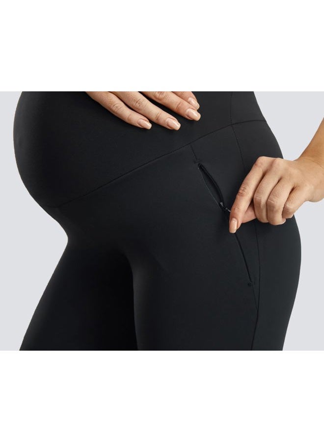 JOYSPELS Maternity Pants Over The Belly Work Yoga Lounge Pregnancy Pants with Zippered Pockets, Black, M - Image 3