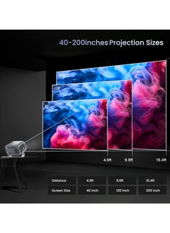 Generic 4K HD Portable Projector with WiFi6 ＆ Blutooth, Android 11, 200”Display Supported, Smart Projector Outdoor Moives ＆ Home Theater with Stand for Smartphone Laptops PC TV Stick  - Image 4