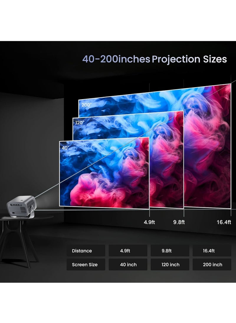 Generic - 4K HD Portable Projector with WiFi6 ＆ Blutooth, Android 11, 200”Display Supported, Smart Projector Outdoor Moives ＆ Home Theater with Stand for Smartphone Laptops PC TV Stick - Image 1