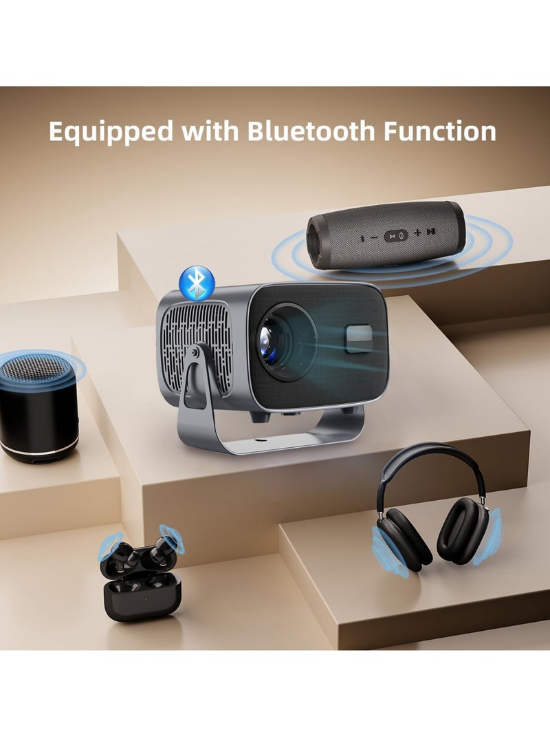 Generic - 4K HD Portable Projector with WiFi6 ＆ Blutooth, Android 11, 200”Display Supported, Smart Projector Outdoor Moives ＆ Home Theater with Stand for Smartphone Laptops PC TV Stick - Image 1