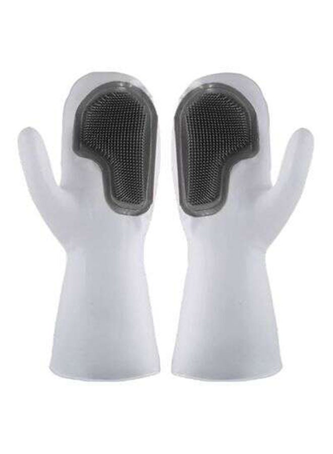 NIBEMINENT Pair Of Silicone Brush Gloves White/Grey 31.5x13cm  - Image 1