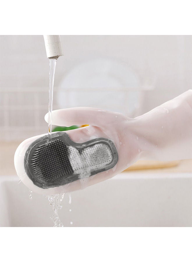 NIBEMINENT Pair Of Silicone Brush Gloves White/Grey 31.5x13cm  - Image 2