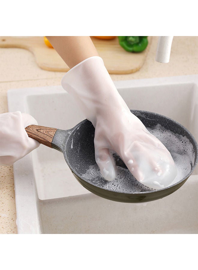 NIBEMINENT Pair Of Silicone Brush Gloves White/Grey 31.5x13cm  - Image 4