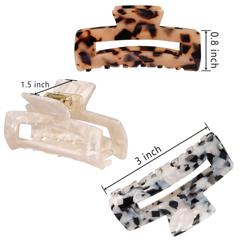 Magicsky 4PCS Hair Claw Clips, Acrylic Hair Banana Barrettes, Celluloid French Butterfly Jaw Clips,Tortoise Shell Grip Pin Teeth Clamp -Leopard print Stylish Hair Accessories for Women Girls,Long Size - Image 2