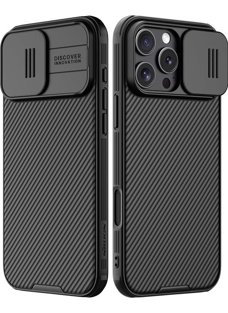 نيلكين جراب  نيلكين كام شيلد برو مع قطعه جرار لحمايه الكاميرا  لموبايل Iphone 16 Pro Max    (اسود)  - Image 1