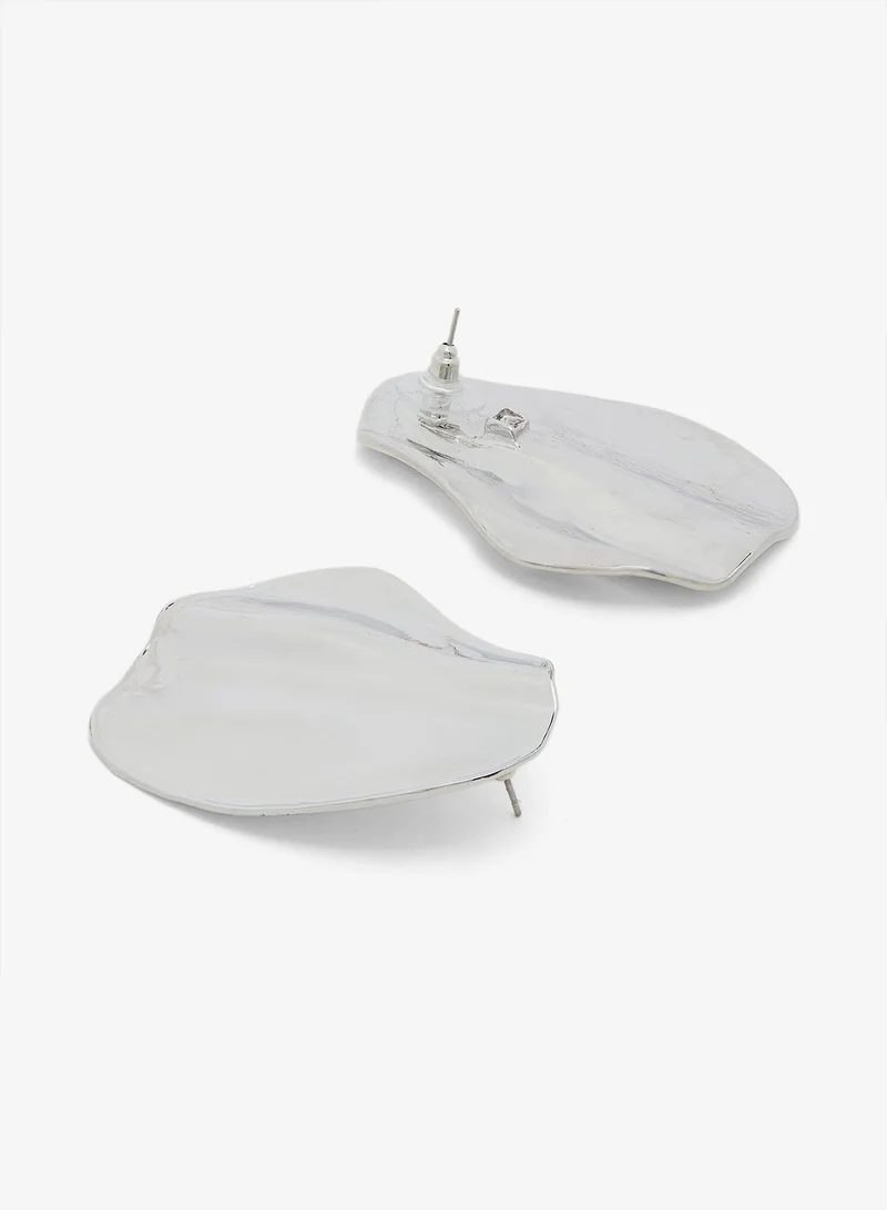 Ella Silver Silver Chunky Asymmetrical Stud Earrings for Women | Best Price UAE