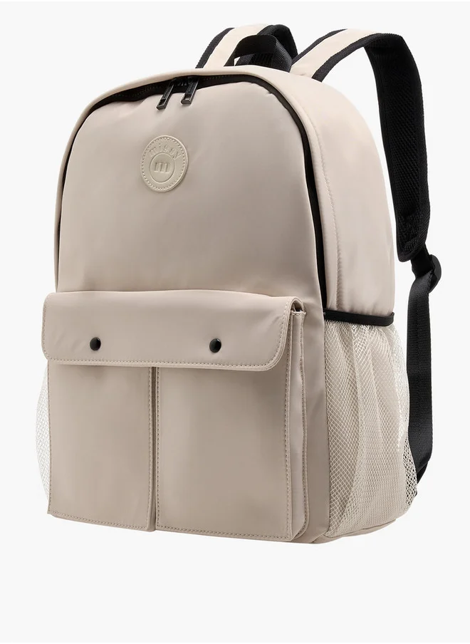 ميسي Women's Logo Applique Backpack with Adjustable Straps and Zip Closure