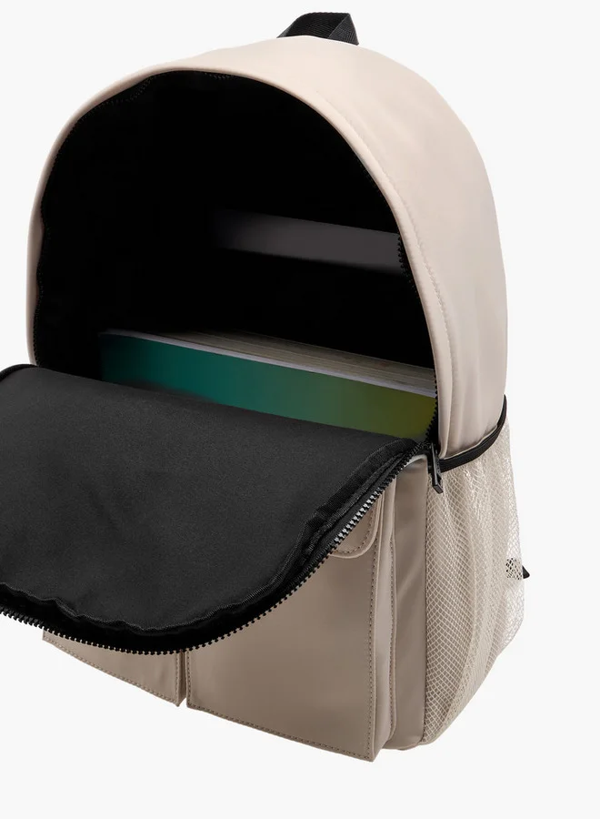 ميسي Women's Logo Applique Backpack with Adjustable Straps and Zip Closure
