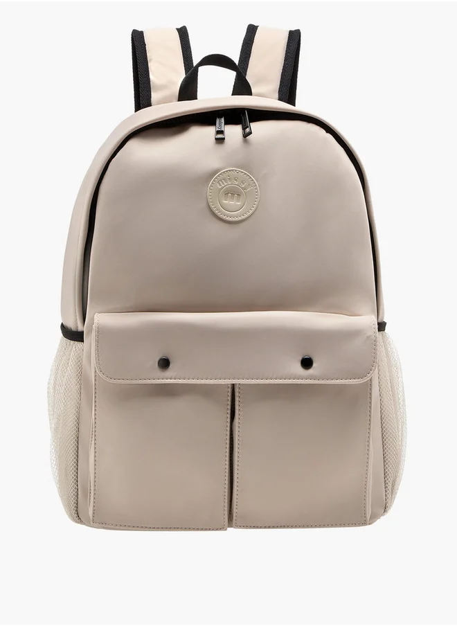 ميسي Women's Logo Applique Backpack with Adjustable Straps and Zip Closure