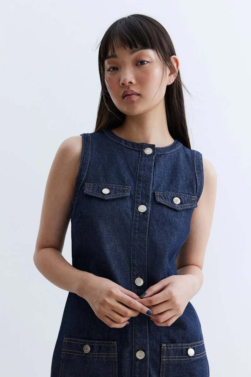 H&M Button-front denim dress