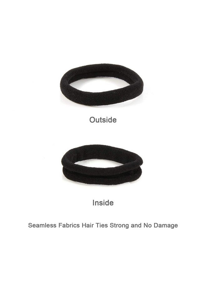 HOYOLS Seamless Hair Ties, Cotton Cloth Fabric Black Hair Bands, Soft Large Ponytail Holder For Women Hair Black Scrunchies Headbands Accessories For Women Girl 100 Pcs 1.5 Inch - Image 3