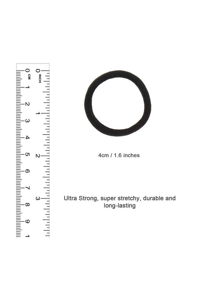HOYOLS Seamless Hair Ties, Cotton Cloth Fabric Black Hair Bands, Soft Large Ponytail Holder For Women Hair Black Scrunchies Headbands Accessories For Women Girl 100 Pcs 1.5 Inch - Image 2