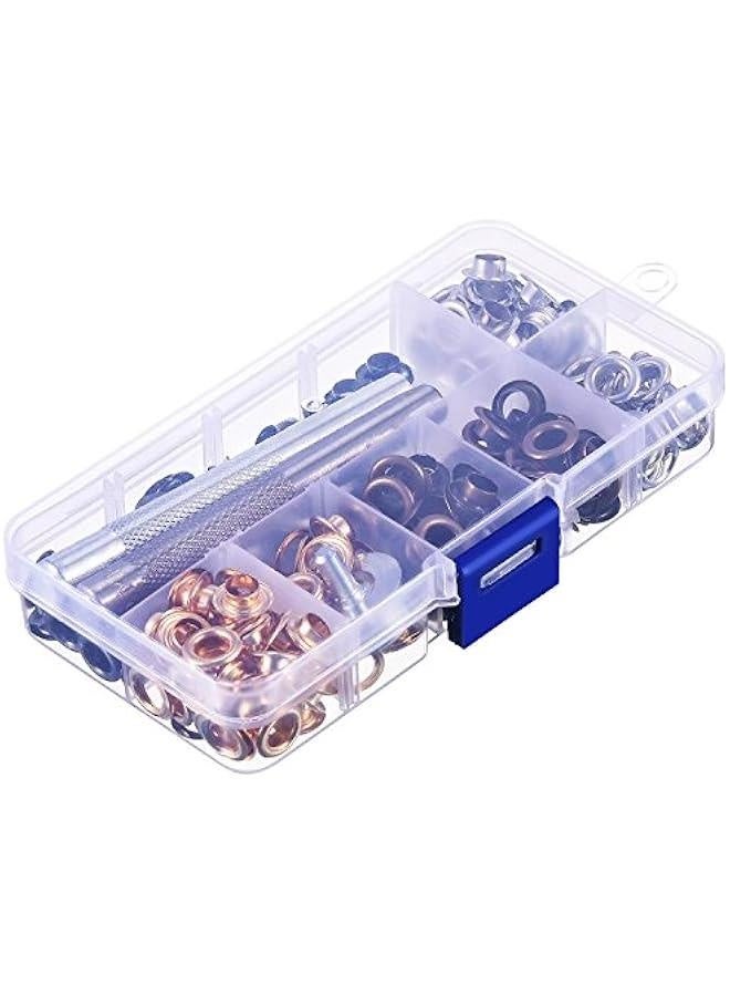 1/4 Inch Grommet Kit 200 Sets Grommets Eyelets with 3 Pieces Install Tool Kit and Box for Shoes Clothes Crafts Bag  - Image 2