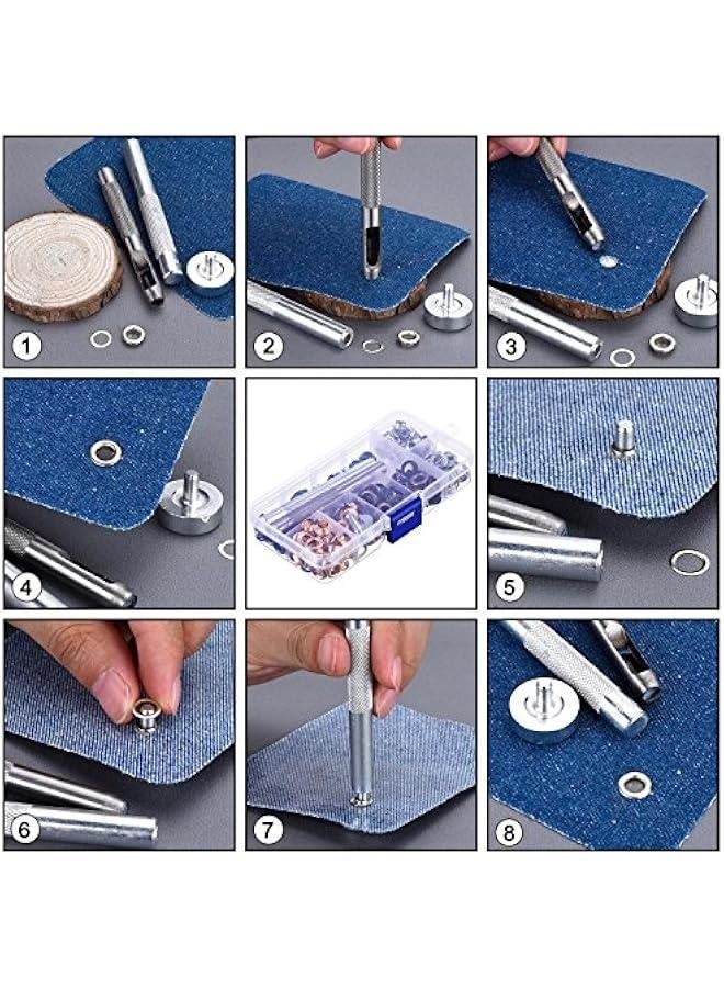 1/4 Inch Grommet Kit 200 Sets Grommets Eyelets with 3 Pieces Install Tool Kit and Box for Shoes Clothes Crafts Bag  - Image 4