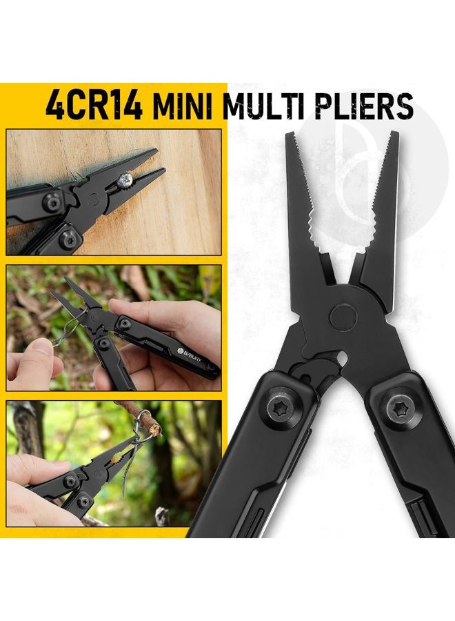 BIBURY Multitools, EDC Mini Pocket Tool, Foldable Pliers with Window Breaker, Multi Tool for Emergency and Daily Use, Birthday Gifts for Men Women, EDC Gadgets Stocking Fillers Gifts for Men Dad-Black - Image 4
