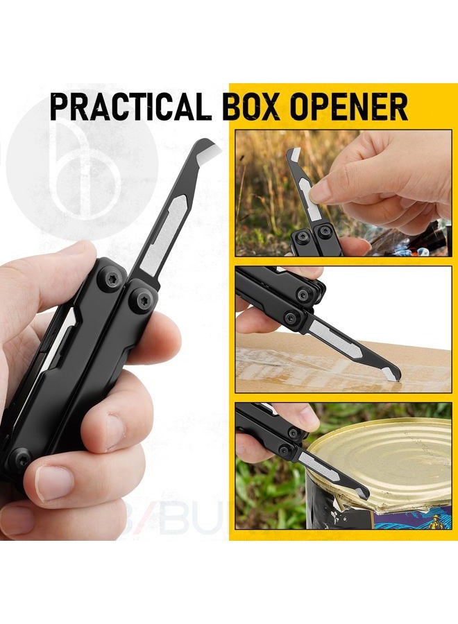 BIBURY Multitools, EDC Mini Pocket Tool, Foldable Pliers with Window Breaker, Multi Tool for Emergency and Daily Use, Birthday Gifts for Men Women, EDC Gadgets Stocking Fillers Gifts for Men Dad-Black - Image 5