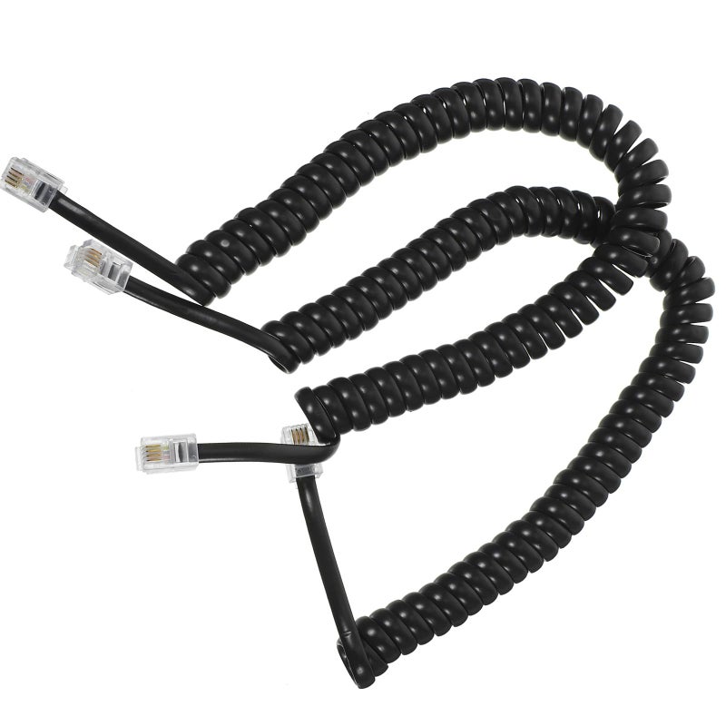 Coiled Telephone Cord 2 Pack 6 Feet Modular Connector Compatible Desk Office Landline Phones - Image 2