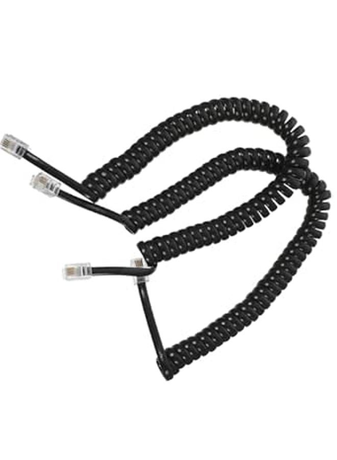 Coiled Telephone Cord 2 Pack 6 Feet Modular Connector Compatible Desk Office Landline Phones - Image 1