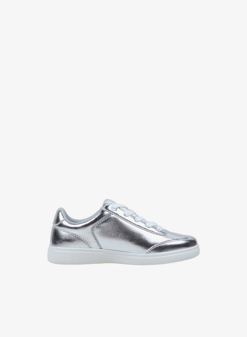GAP Girls' Metallic Sneakers with Lace-Up Closure - SEATTLE - Image 1