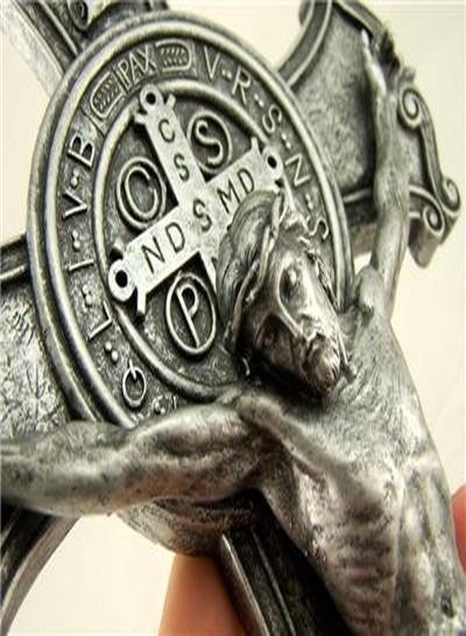 Roman Joseph's Studio by Roman, Cross and Crucifix Collection, 10.25"H ST BENEDICT SILVER, Home Décor, Devout Gift, Prayerful Inspiration (1x6x10) - Image 2