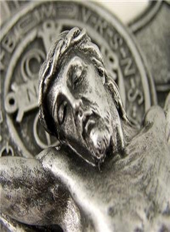 Roman Joseph's Studio by Roman, Cross and Crucifix Collection, 10.25"H ST BENEDICT SILVER, Home Décor, Devout Gift, Prayerful Inspiration (1x6x10) - Image 3