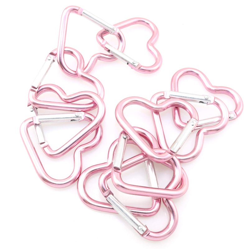 Lind Kitchen 10pcs Heart-Shaped Aluminum Snap Hook Clip Key Holder, Keychain Clip (Light Pink) - Image 5