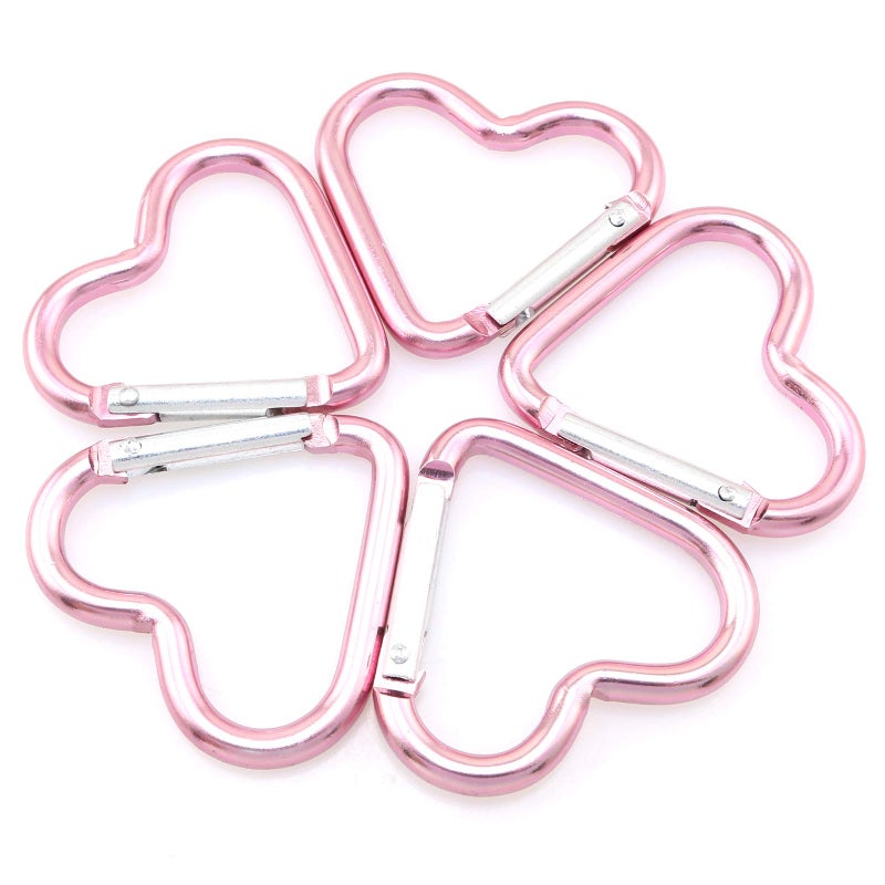 Lind Kitchen 10pcs Heart-Shaped Aluminum Snap Hook Clip Key Holder, Keychain Clip (Light Pink) - Image 1
