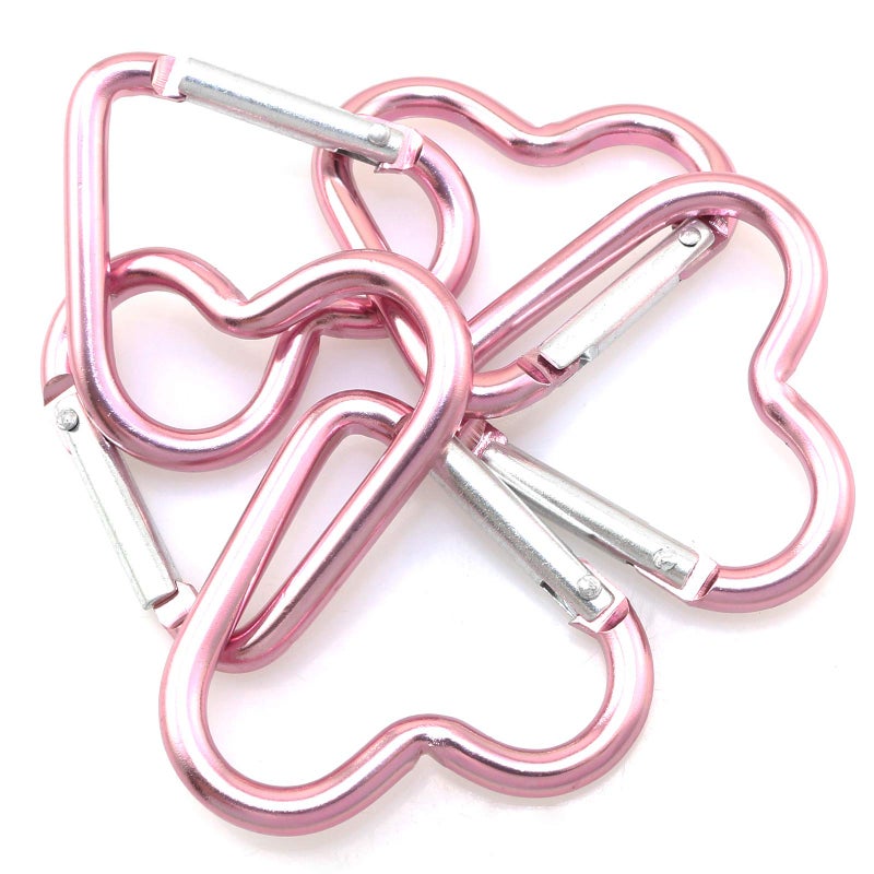 Lind Kitchen 10pcs Heart-Shaped Aluminum Snap Hook Clip Key Holder, Keychain Clip (Light Pink) - Image 4