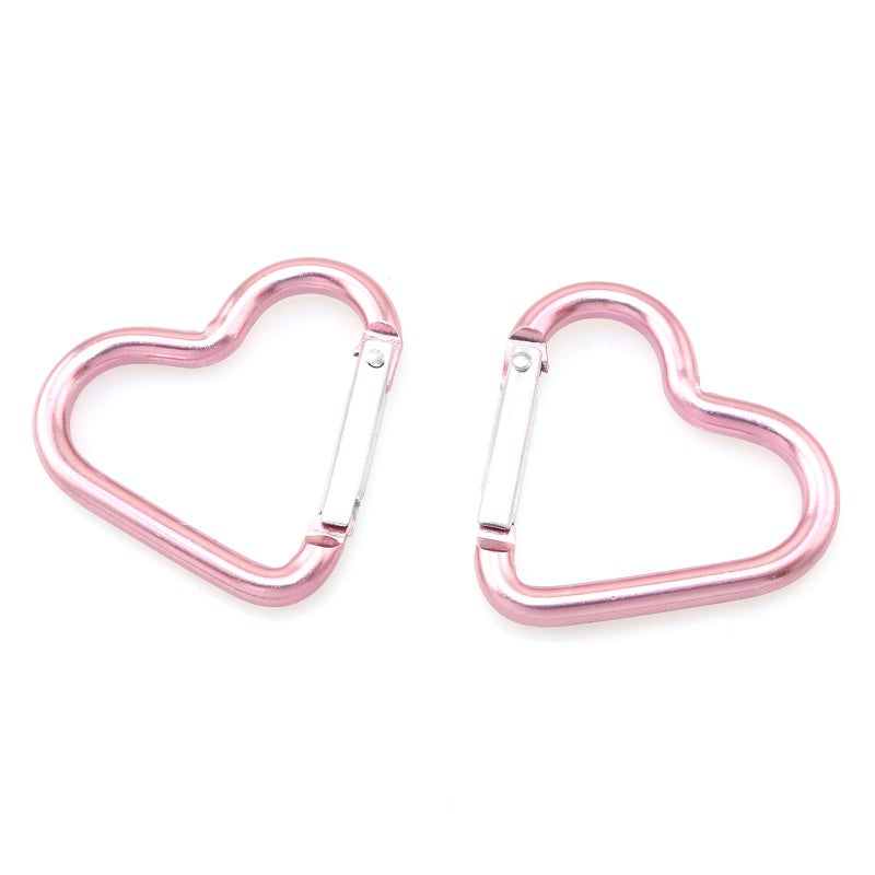 Lind Kitchen 10pcs Heart-Shaped Aluminum Snap Hook Clip Key Holder, Keychain Clip (Light Pink) - Image 2