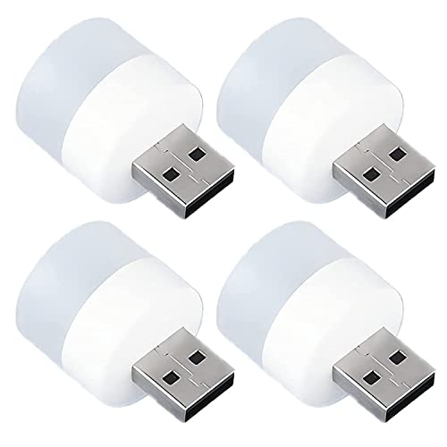 Stewit Plug-in Mini USB LED Night Light - Flexible Ambient Portable Bulb for Car, Indoor, Outdoor, Reading, Sleep (4 pcs, White, Pack of 1) - Image 1
