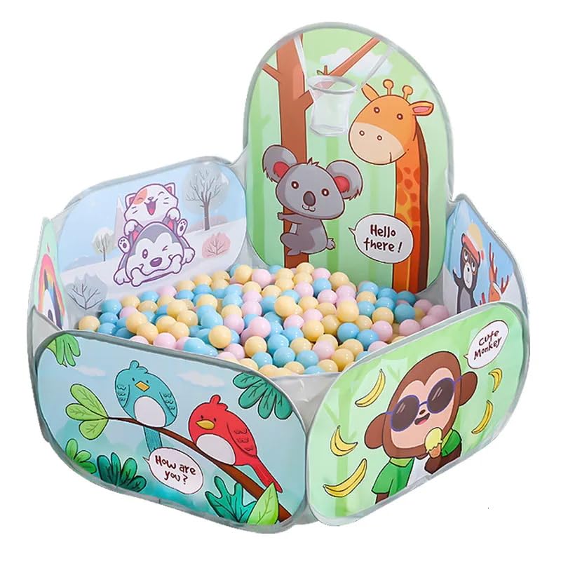 Magicwand X-X-Large Size Mesh Multi-Colored Cartoon Theme Pop-Up Activity Basket Ball-Pool with【50 Balls】【Age Upto 3 Yrs】 - Image 1