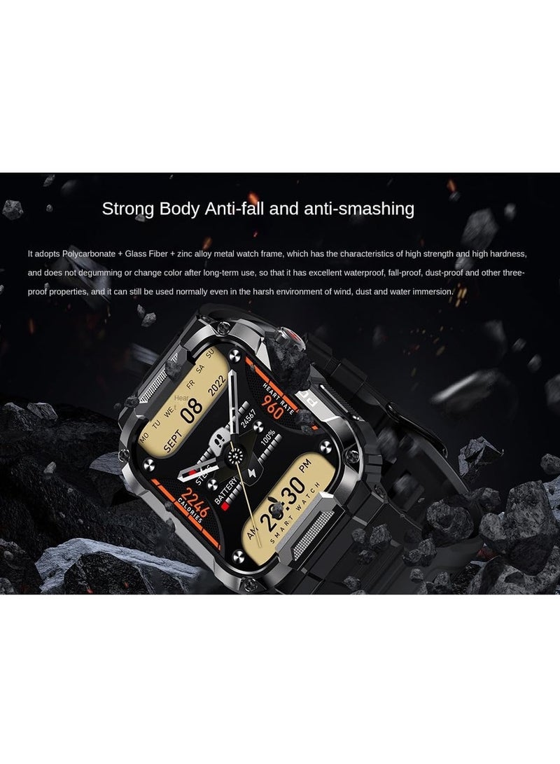 MK66 Military Smartwatch with Bluetooth Call, Waterproof Smart Sport Watches Rugged Outdoor Men's Watch for iPhone Android Smartwatch with Heart Rate Monitor (Green) - Image 4