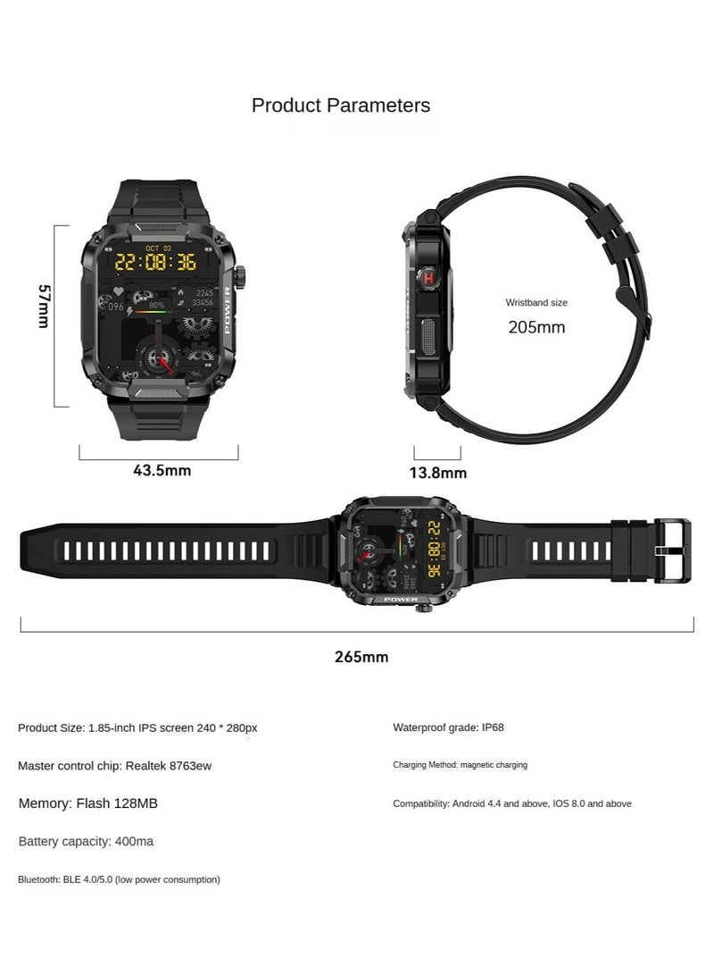 MK66 Military Smartwatch with Bluetooth Call, Waterproof Smart Sport Watches Rugged Outdoor Men's Watch for iPhone Android Smartwatch with Heart Rate Monitor (Green) - Image 5