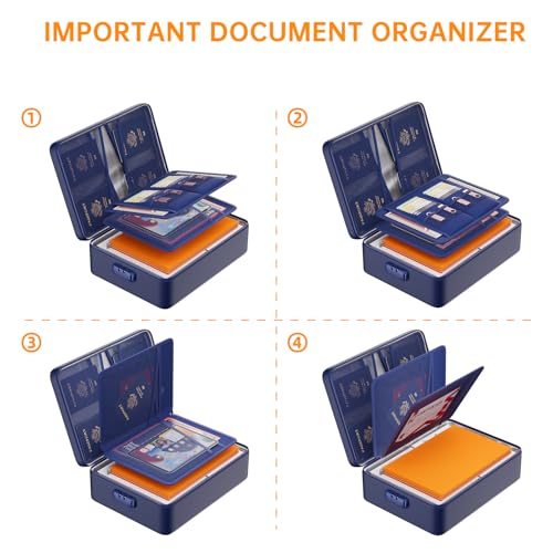 DocSafe 5200°F Document Organizer with Lock,Upgraded Heat Insulated Fireproof＆Waterproof Box 8 Layers File Organizer,Portable Home Travel Safe Storage for Important Documents, Files,Blue (Soft) - Image 5