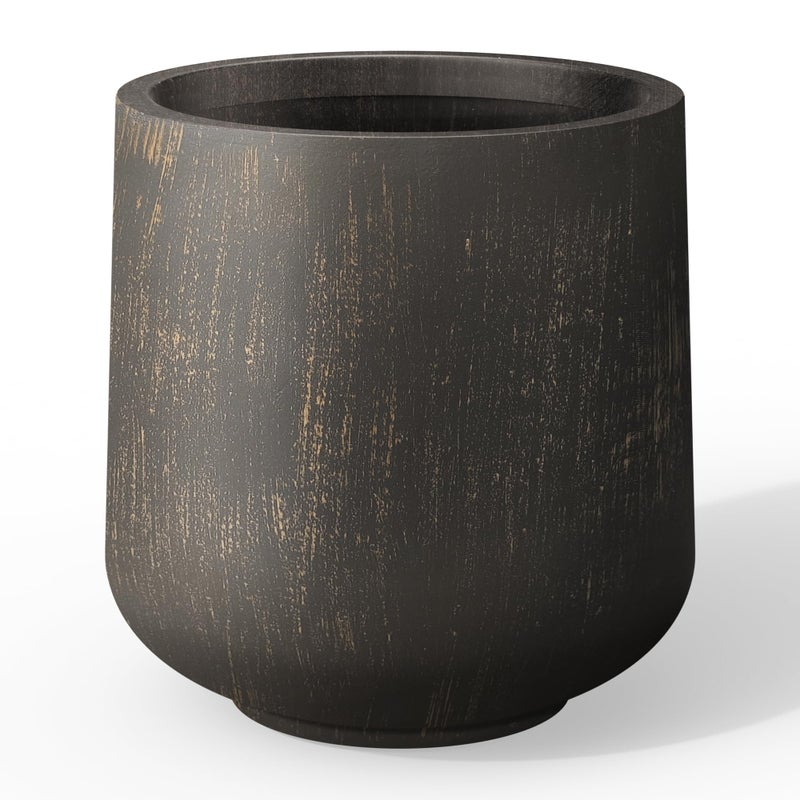 Kante 11.6" Dia Round Concrete Planter, Outdoor Indoor Large Plant Pots Containers with Drainage Hole and Rubber Plug for Home Garden Patio, Oil Rubbed Bronze - Image 1