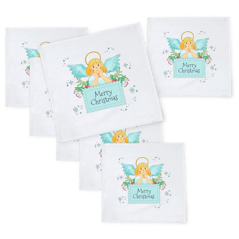Khakee 6 Pcs Christmas Theme Silk Table Napkins 10x 10 for Xmas Decoration Christmas OrnamentsChristmas Giftxmas21407 - Image 1